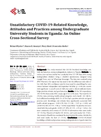 Unsatisfactory COVID-19-Related Knowledge, Attitudes and Practices Among Undergraduate University Students in Uganda: an Online Cross-Sectional Survey
