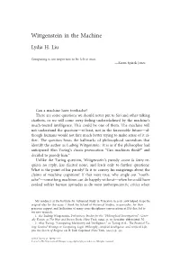 Wittgenstein in the Machine
