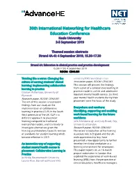 30Th International Networking for Healthcare Education Conference Keele University 3-5 September 2019