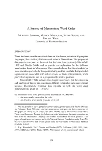 A Survey of Menominee Word Order