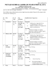 Application Details for Non Teaching Posts