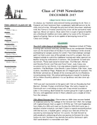 Class of 1948 Newsletter DECEMBER 2017
