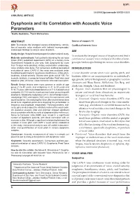 Dysphonia and Its Correlation with Acoustic Voice Parameters 1Kavita Sachdeva, 2Tanvi Shrivastava
