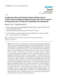 Landscape and Local Controls of Insect Biodiversity in Conservation Grasslands
