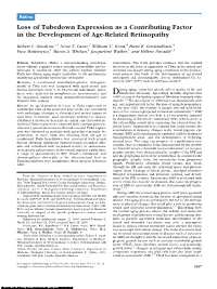 Loss of Tubedown Expression As a Contributing Factor in the Development of Age-Related Retinopathy