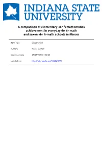 A Comparison of Elementary Mathematics Achievement In