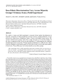 Does Ethnic Discrimination Vary Across Minority Groups? Evidence from a Field Experiment*
