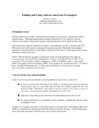 Finding and Using African American Newspapers