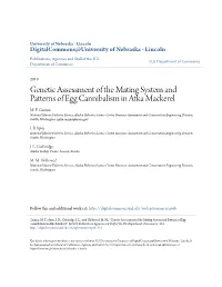 Genetic Assessment of the Mating System and Patterns of Egg Cannibalism in Atka Mackerel M