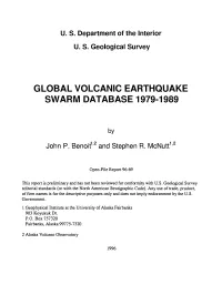 Global Volcanic Earthquake Swarm Database 1979-1989