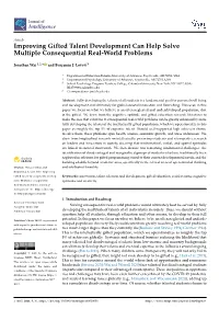 Improving Gifted Talent Development Can Help Solve Multiple Consequential Real-World Problems