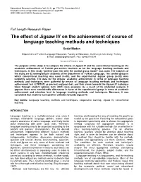 The Effect of Jigsaw IV on the Achievement of Course of Language Teaching Methods and Techniques