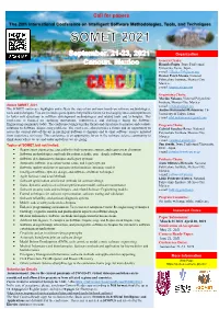 Call for Papers the 20Th International Conference on Intelligent Software Methodologies, Tools, and Techniques