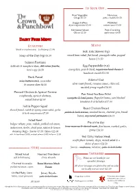 Dairy Free Menu