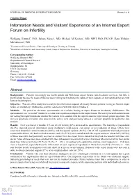 Information Needs and Visitors' Experience of an Internet Expert