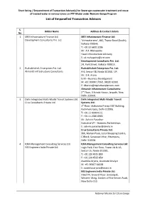List of Empanelled Transaction Advisors