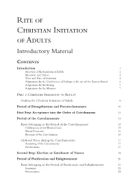 Rite of Christian Initiation of Adults Introductory Material