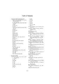 Table of Statutes