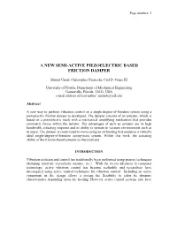 A New Semi-Active Piezoelectric Based Friction Damper