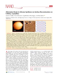Alternative Route to Silicene Synthesis Via Surface Reconstruction on H‑Mosi2 Crystallites
