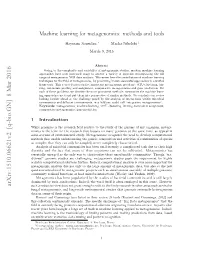 Machine Learning for Metagenomics: Methods and Tools