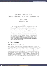 Quantum Cognitive Triad. Semantic Geometry of Context Representation