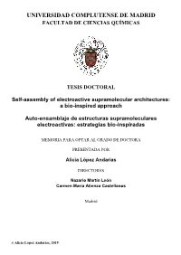 Self-Assembly of Electroactive Supramolecular Architectures: a Bio-Inspired Approach