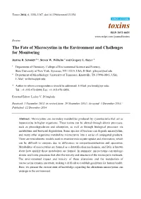 The Fate of Microcystins in the Environment and Challenges for Monitoring