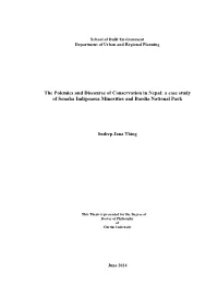 The Polemics and Discourse of Conservation in Nepal: a Case Study of Sonaha Indigenous Minorities and Bardia National Park