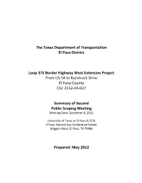 The Texas Department of Transportation El Paso District Loop 375 Border Highway West Extension Project from US