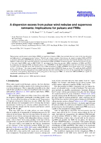 A Dispersion Excess from Pulsar Wind Nebulae and Supernova Remnants: Implications for Pulsars and Frbs S