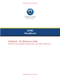 ACBL Handbook Outdated