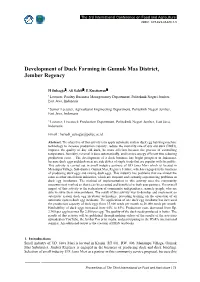 Development of Duck Farming in Gumuk Mas District, Jember Regency