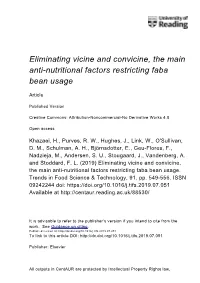 Eliminating Vicine and Convicine, the Main Anti-Nutritional Factors Restricting Faba Bean Usage