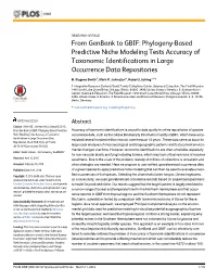 From Genbank to GBIF: Phylogeny-Based Predictive Niche Modeling Tests Accuracy of Taxonomic Identifications in Large Occurrence Data Repositories