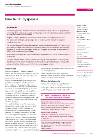 Functional Dyspepsia
