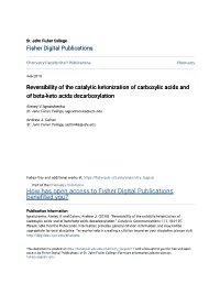 Reversibility of the Catalytic Ketonization of Carboxylic Acids and of Beta-Keto Acids Decarboxylation