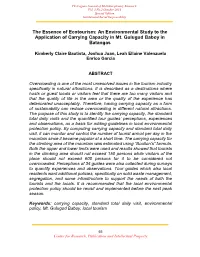 The Essence of Ecotourism: an Environmental Study to the Application of Carrying Capacity in Mt