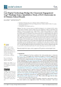 Can Digital Technology Bridge the Classroom Engagement Gap? Findings from a Qualitative Study of K-8 Classrooms in 10 Ontario School Boards