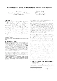 Contributions of Paulo Freire for a Critical Data Literacy