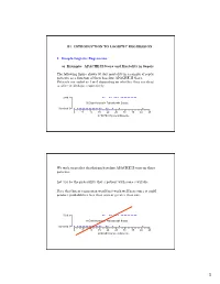 III. INTRODUCTION to LOGISTIC REGRESSION 1. Simple Logistic