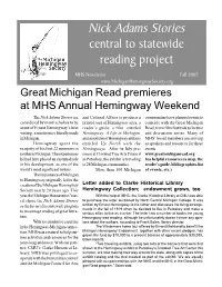 Nick Adams Stories Central to Statewide Reading Project