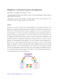Phosphorene: Fabrication, Properties and Applications