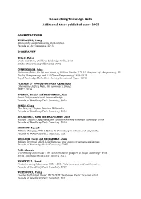 Researching Tunbridge Wells Additional Titles Published Since 2003