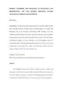 The Challenge of Evaluating and Disseminating Art And