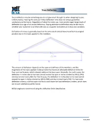 Truss Deflection