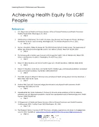Achieving Health Equity for LGBT People