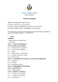 Comune Di BORGO VENETO STATUTO COMUNALE Del