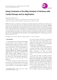 Using Contrasts in One-Way Analysis of Variance with Control Groups and an Application