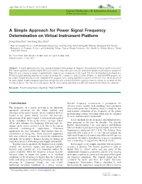 A Simple Approach for Power Signal Frequency Determination on Virtual Instrument Platform